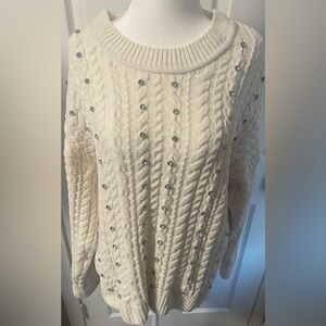 Cynthia Rowley Cream Sweater with Silver Details